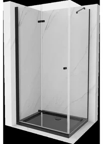 Mexen Lima sprchová kabína, skladacie dvere 100 x 80 cm, transparentnéné, čierna + závesný bidet Flat, čierna