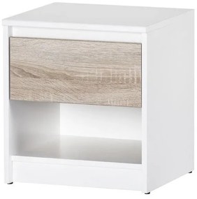 Noční stolek Wenecja 05 42 cm bílý/dub Sonoma
