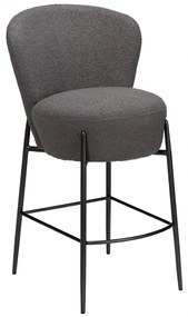 ORBIT ČALÚNENÁ BAROVÁ STOLIČKA stone bouclé/antique pewter