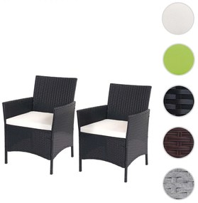 Set 2 záhradných stoličiek Halden, polyratan - antracit, krémové vankúše