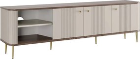 TV stolík Vespera 3D 187 cm - kašmírová / orech / zlaté nožičky