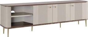TV stolík Vespera 3D 187 cm - kašmírová / orech / zlaté nožičky