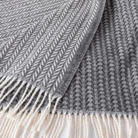 Pléd so strapcami LADA tmavo šedý 150 x 200 cm