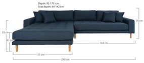 House Nordic -  Elegantná rohová pohovka LIDO LOUNGE 290 cm, modrá ľavá