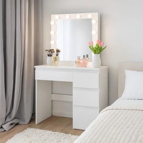 Toaletný stolík so svetielkami a šuflíkmi