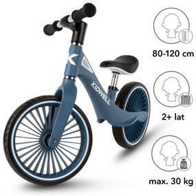 Kidwell NIX Balančný bicykel ľahký nylonový rám PU kolesá turbínové ráfiky – tmavomodrý
