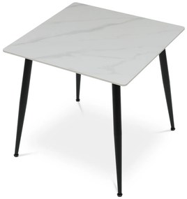 Jedálenský stôl 80 x 80 cm, keramika a mramor,biela