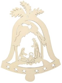 AMADEA Drevená ozdoba zvonček s betlehemom 20 cm