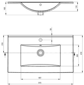 Deante Tubo, keramické umývadlo na zapustenie 815x470x160 cm, biela lesklá, DEA-CTU_6U8W