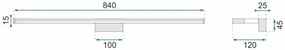 Toolight Toolight, LED kúpeľňové svietidlo nad zrkadlo 18W 84CM APP371-1W, chrómová, OSW-05001