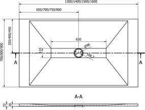 Mexen Toro, SMC obdĺžniková sprchová vanička 130 x 70 cm, biela, 43107013