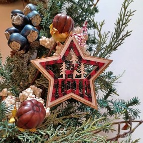 DECOLED Ozdoba, hvězda, prům. 10 cm, dřevěná