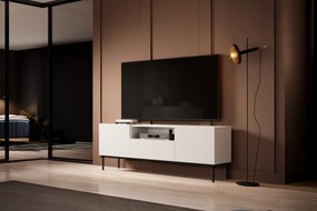 TV stolík Nicole 150 cm s otvorenou policou - biely mat / čierne nožičky