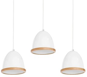 Závesné svietidlo Studio, 3x drevené/biele kovové tienidlo, (fi 21cm), w/br