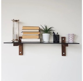 Nástenná polica 85x25 cm borovica/čierna