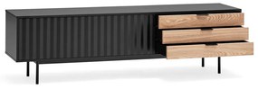 TV stolík v dekore duba v čierno-prírodnej farbe 180x52 cm Sierra – Teulat