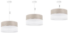 Závesné svietidlo Wood, 1x svetlobéžová dubová dýha/biele PVC tienidlo, (fi 40cm)