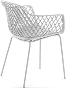 Biela kovová záhradná stolička Quinn – Kave Home