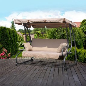 Záhradná polohovateľná hojdačka béžovej farby