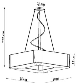 Závesné svietidlo Urano, 1x biele textilné tienidlo, (biely plast), (80 cm)