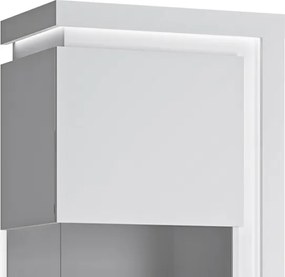 Vysoká vitrína Lyon, biela lesk, s osvetlením, ľavá