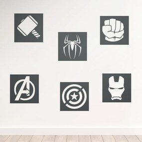 Veselá Stena Samolepka na stenu na stenu Znaky Avengers sada Farba: černá