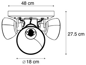 Priemyselné bodové svetlo tmavosivé s mangovým drevom 3-svetlo - Mangoes
