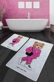 Sada 2 kusů koupelnových předložek Boss Girl růžová/šedá