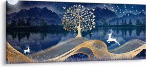 Obraz jeleňov pri splne (120x50 cm)