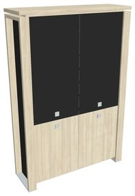 Vysoká skriňa Verno+ S 140 x 46 x 210 cm, kombinované dvere, agát / čierna