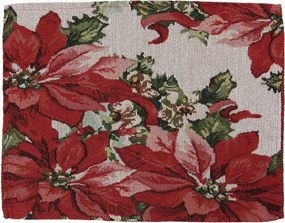 Béžovo-červené látkové prestieranie s vianočnými hviezdami - 33*45 cm