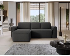 Antracitová rohová pohovka z textílie buklé (ľavý roh/s leňoškou) Ume – ELTAP