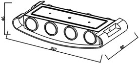 TOP LIGHT Svetlo nástenné Ray C, Čierna