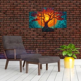 Obraz - Strom života a slnko v mozaike (90x60 cm)
