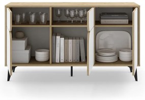 Nízka komoda v dekore duba v bielo-prírodnej farbe 140x79 cm Nola – Marckeric