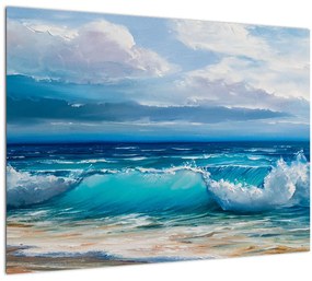 Sklenený obraz - Morské vlny (70x50 cm)