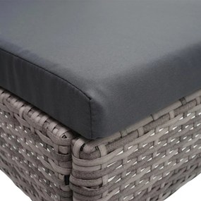 Set 2 záhradných stoličiek HWC-G19, polyratan, stohovateľná - sivo-hnedé, vankúše tmavo sivé