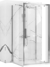 Rea Rapid Swing, 3-stenový sprchovací kút 90(dvere) x 100(stena) x 195 cm, 6mm číre sklo, chrómový profil, KPL-09120
