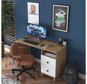 PC stolík Sikine 3 (orech + biela). Akcia -33%. Vlastná spoľahlivá doprava až k Vám domov. 1094988