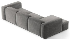 Svetlosivá menčestrová rohová pohovka (ľavý roh/s leňoškou) Bergamo – Cosmopolitan Design