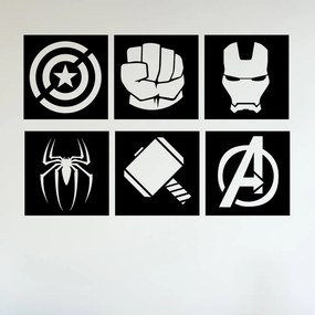 Veselá Stena Samolepka Znaky Avengers sada Farba: černá, Veľkosť: 80 x 54 cm