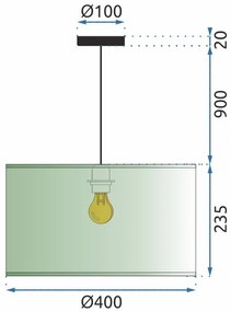 Toolight Toolight, závesná lampa 40cm 1xE27 APP954-1CP, modrá-zlatá, OSW-06680
