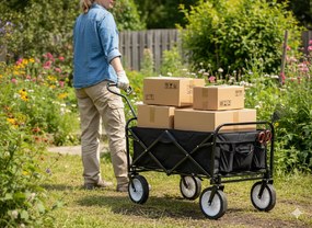 CH Čierny skladací záhradný vozík Loca