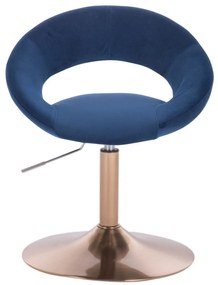 LuxuryForm DESIGN Stolička NAPOLI VELUR na zlatom tanieri - modrá