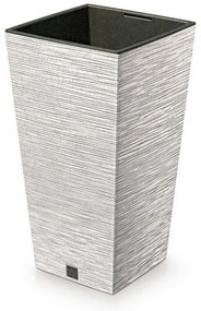 Kvetináč FURU SQUARE ECO WOOD s vložkou 24 c m,biely ECO, S