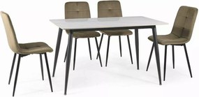 Jedálenský stôl Rion 130 cm keramika biely mramor/čierny