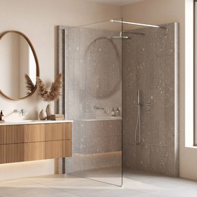 Bezrámová sprchová zastena REA FLEXI 120 cm, chróm/transparent - bez vaničky