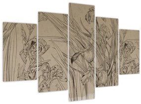 Obraz - Obrysy rastlín (150x105 cm)