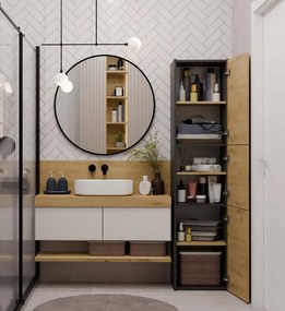 Kúpeľňová skrinka S43 170 cm antracit/dub artisan