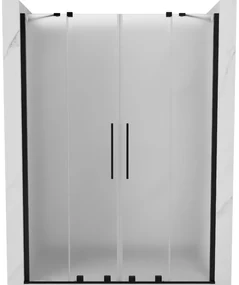Mexen Velar Duo, posuvné sprchové dvere do otvoru 160 cm, 8mm sklo námraza, čierna matná, 871-160-000-32-70
